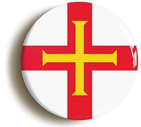 GUERNSEY CHANNEL ISLANDS FLAG BADGE BUTTON PIN (Size is 1inch / 25mm diameter)