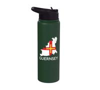 Guernsey Flag British English Channel Islands French Coast Stainless Steel Insulated Water Bottle