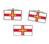 Guernsey Flag Cufflinks and Tie Pin Set