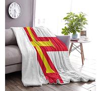 Guernsey Flag Fleece Warm Soft Throw Blankets Anti-Static Thick Fuzzy Luxury Bed Blanket for Couch, Bed, Sofa Ultra Luxurious Warm and Cozy for All Seasons 60"X50"