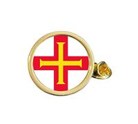 Guernsey Flag Gold Plated Domed Lapel Pin Badge in Bag