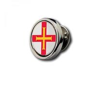 Guernsey Flag Lapel Pin Badge, Round, Silver-Tone Finish, Collectible Souvenir