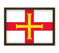 Guernsey National Flag Vexillology World Flags Country Region Poster Artwork Framed Wall Art Print A4 Artery8 Brown One Size