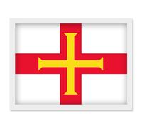Guernsey National Flag Vexillology World Flags Country Region Poster Artwork Framed Wall Art Print A4 Artery8 White One Size
