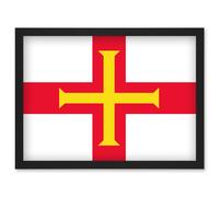 Guernsey National Flag Vexillology World Flags Country Region Poster Artwork Framed Wall Art Print A4 Artery8 Black One Size