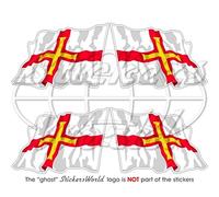 GUERNSEY Waving Flag Channel Islands UK 2" (50mm) Vinyl Bumper-Helmet Stickers, Decals x4