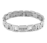 Guess Men's Flat White Cubic Zirconia Chain Bracelet One Size Metallics