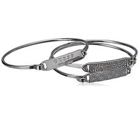 GUESS 3 Piece Tension Id Bangle Bracelet, One Size, Silver