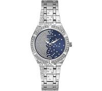 GUESS 36mm Crystal Accent Watch, Silver-Tone/Blue, NS, Quartz Watch
