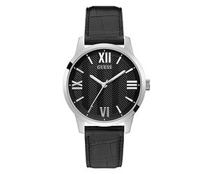 GUESS 42mm Stainless Steel Watch, Silver-Tone/Black, One Size, Quartz Watch