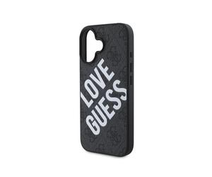 Guess 4G Big Love Logo Leather Case with MagSafe for iPhone 16 6.1" Black