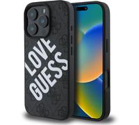 CG MOBILE Guess Designed for iPhone 16 Pro Max Phone Case HC, Durable, Shock Proof, Compatible with Magsafe, PU 4G Big Love Guess Logo Case Black