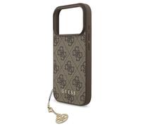 CG MOBILE Guess 4G Charms Collection Compatible with MagSafe Case for iPhone 17 Pro (Brown)