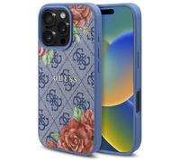 Guess 4G Flower Printed Hardcase with MagSafe for iPhone 16 Pro 6.3" Blue