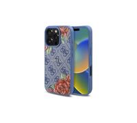 Guess 4G Flower Printed Hardcase with MagSafe for iPhone 16 Pro 6.3" Blue