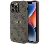 Guess 4G Colection Leather Metal Logo MagSafe Hard Case iphone 15 Pro 6.1" Brown