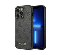 Guess GUHCP14XG4GFGR Case for iPhone 14 Pro Max 6.7 Inch Grey/Grey Hard Case 4G Metal Gold Logo Black