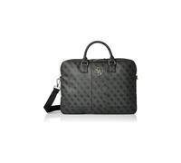 Guess 4G Metal Logo 16-inch Laptop Bag - Grey Leather, Dual Compartments, Removable/Adjustable Strap, Trolley Handle Attachment, FUCB15G4GFGR