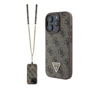 Guess 4G Rhinestone Case with Strap & Triangle Logo - iPhone 16 Pro Max, Brown