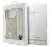 CG MOBILE Guess 4G Strap Triangle Logo Compatible with MagSafe Case for iPhone 17 Pro (Rose)