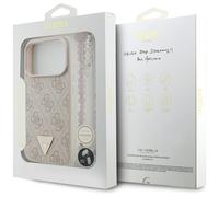 Guess 4G Triangle Logo Strap With Pearl Strap Case MagSafe for iPhone 17Pro Pink