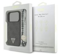 Guess 4G Triangle Logo With Pearl Strap MagSafe Case for iPhone 17 Pro Black