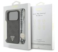 Guess 4G Triangle Logo With Pearl Strap MagSafe Case for iPhone 17 Pro Black