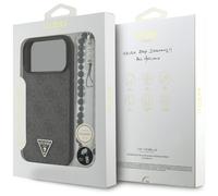 CG MOBILE Guess 4G Triangle Logo Strap Compatible with MagSafe Case for iPhone 17 Pro Max (Black)