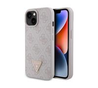 GUESS GUHCP15SP4TDPP Case for iPhone 15 6.1 Inch Pink Leather 4G Triangle Rhinestone