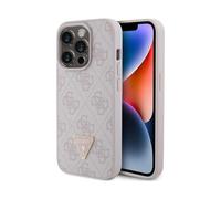 CG MOBILE GUESS GUHCP15XP4TDPP Case for iPhone 15 Pro Max 6.7 Inch Pink Hard Case Leather 4G Diamond Triangle