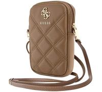 Guess 4G Zip Quilted Universal Phone Pouch with Strap Brown - GUWBZPSQSSGW
