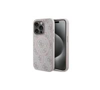 Guess 4GLeather MetalLogo with MagSafe Hard Case for iPhone 15Pro Pink