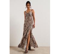 Guess Adle Lace Neckline Long Dress, Brown, Size L, Women Brown