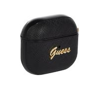 Official Guess Script Metal Collection Case for Airpods 3 Black Saffiano - New