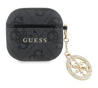 Guess AirPods 4 Case Cover Leather Look Kunstleder Metal Chain Rhinestone Gold
