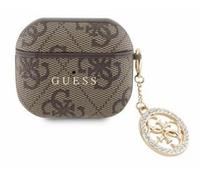 Guess AirPods Case PU 4G Script Logo with Rhinestone Pendant for AirPods Pro 2 (Brown)