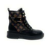 GUESS Amphibian women's shoes in eco-leather black/multilogo print, Black/White, 7 UK