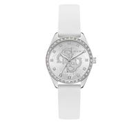 Guess AVA GW1042L1 Women's Quartz Analogue Watch Stainless Steel 34 mm Silicone Strap White 5 Bar Dial Colour Silver