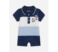 Guess Baby Boys Striped Polo Romper in Navy - Blue - 6 - 9 Mths