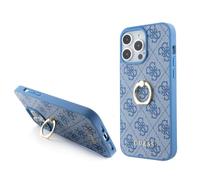 Guess Back Case for iPhone 15 Pro Max - 4G with Ring Holder - Blue