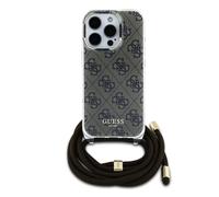 Guess Backcover for iPhone 16 Pro Max with Printed Shoulder Strap IML 4G, Brown