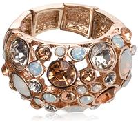 GUESS "Basic Rose Gold Domed Multi-Stone Adjustable Ring, Size 7-9, Rose Gold