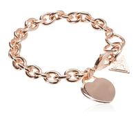 GUESS """"Basic"""" Rose Gold G Logo Heart Link Bracelet