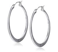 GUESS "Basic" Silver Flat Logo Hoop Earrings, M, Silver