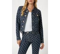 GUESS Bea Tracker Jacket Monogram Jacquard Bl size 40 | Denim Jackets Outlet | Women | 40