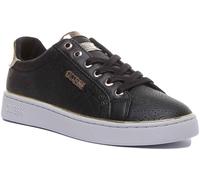 Guess Beckie Lace Up Logo In Womens Trainer Black Gold Size UK 3 - 9