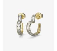 Guess Jewellery Guess Beloved Pave Heart Gold Tone Hoop Earrings 1.7cm