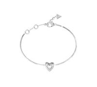 Guess Beloved Women's Crystal Heart Bracelet in Silver-Tone Steel