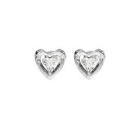 Guess Beloved Women's Crystal Heart Stud Earrings in Silver-Tone Steel