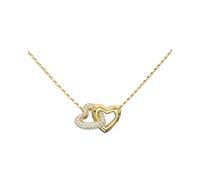 Guess Beloved Women's Heart Link Necklace with Clear Crystals
